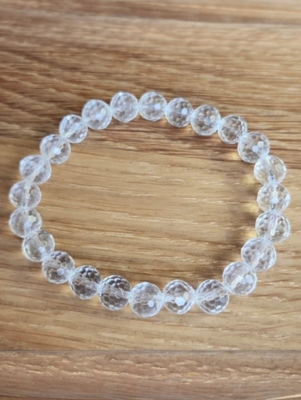 Clear Quartz Beads Stretch Bracelet, Hand Crafted